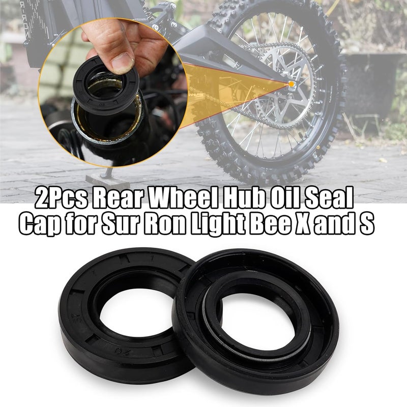 URLWALL 2Pcs Motorcycle Rear Wheel Hub Oil Seal Cap Cover for Sur Ron Light Bee X and S Segway X160 X260 Electric Dirt Bike Surron Accessories (Rear Hub Oil Seal) - Image 2